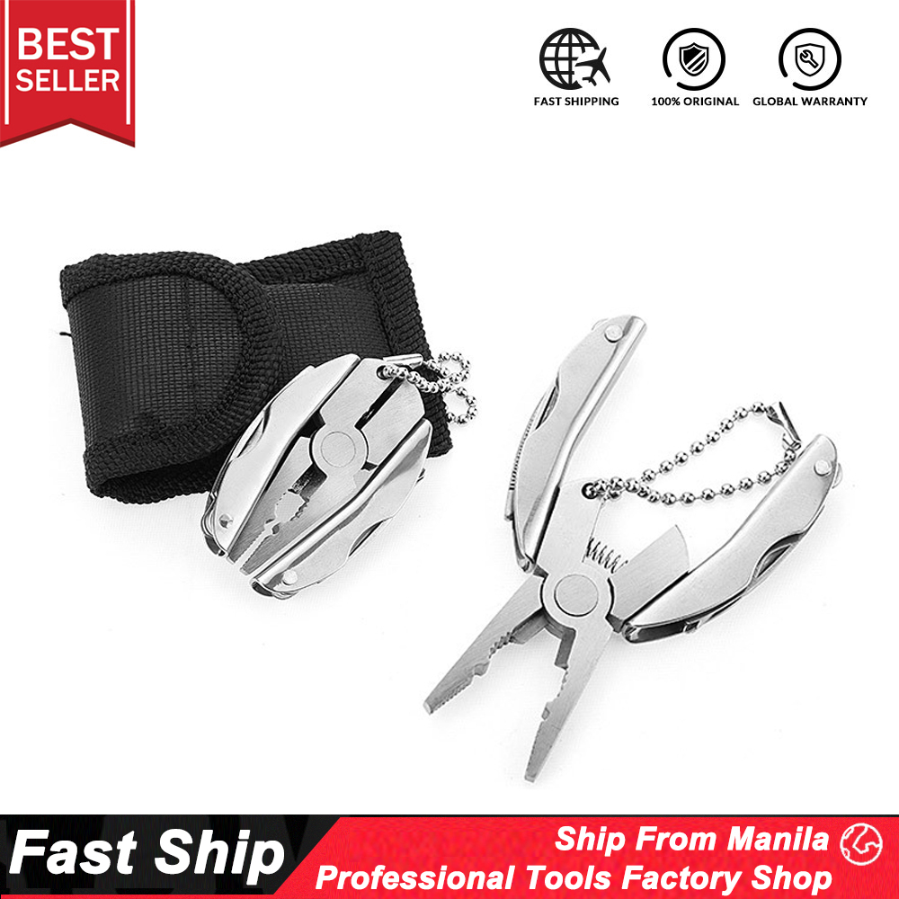 Stainless Steel Outdoor Portable Multitool Pliers Knife Keychain