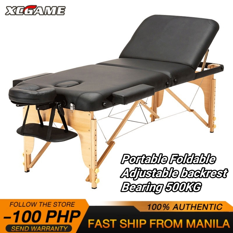 Triple foldable portable massage bed massage bed quality leather beauty