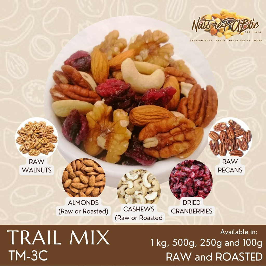 Roasted Trail Mix with Pecans & Dried Cranberries TM-3C (No Salt, No ...