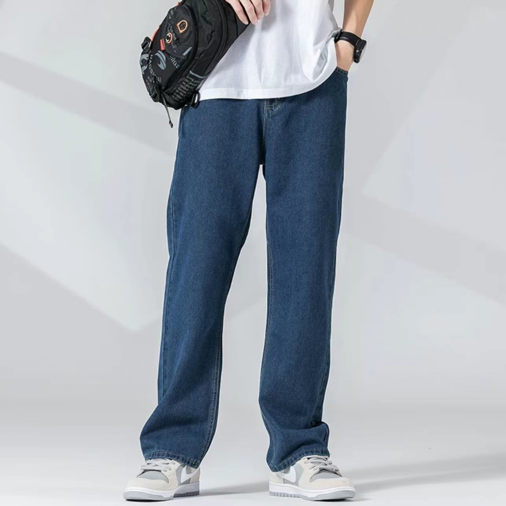 BU Blue Denim Pants Men Baggy Pants Men Maong Pant Straight Cut Wide ...