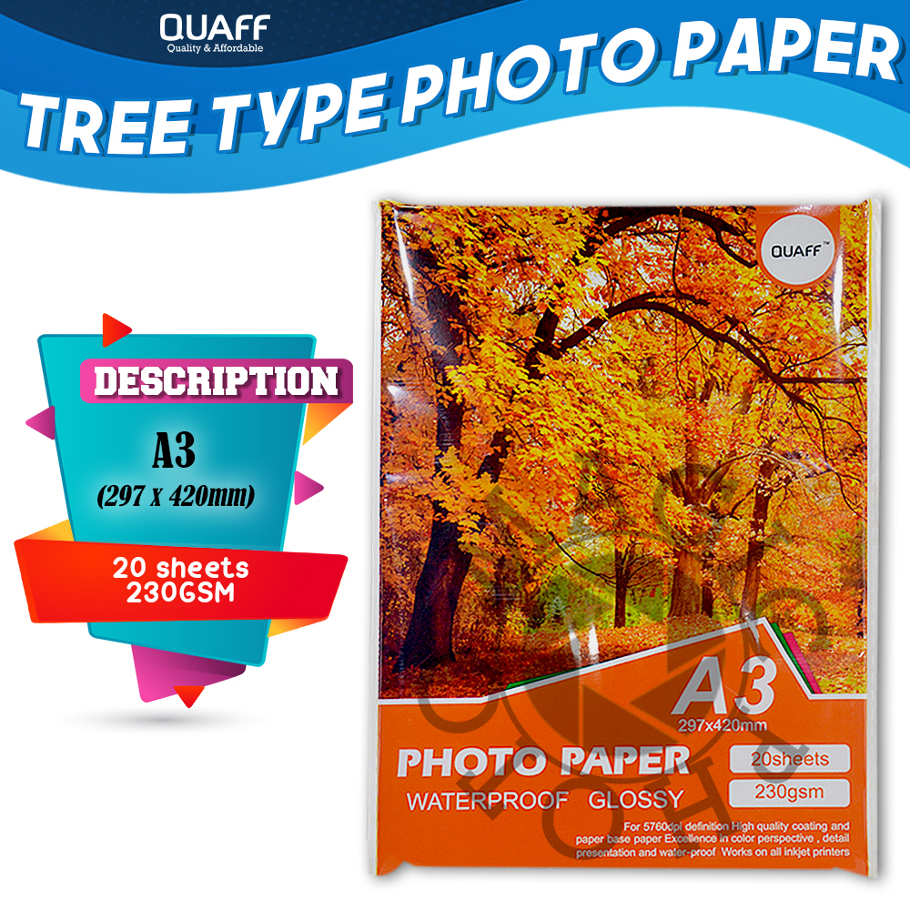 QUAFF Glossy Photo Paper A3 size (20 sheets / pack) Shopee Philippines
