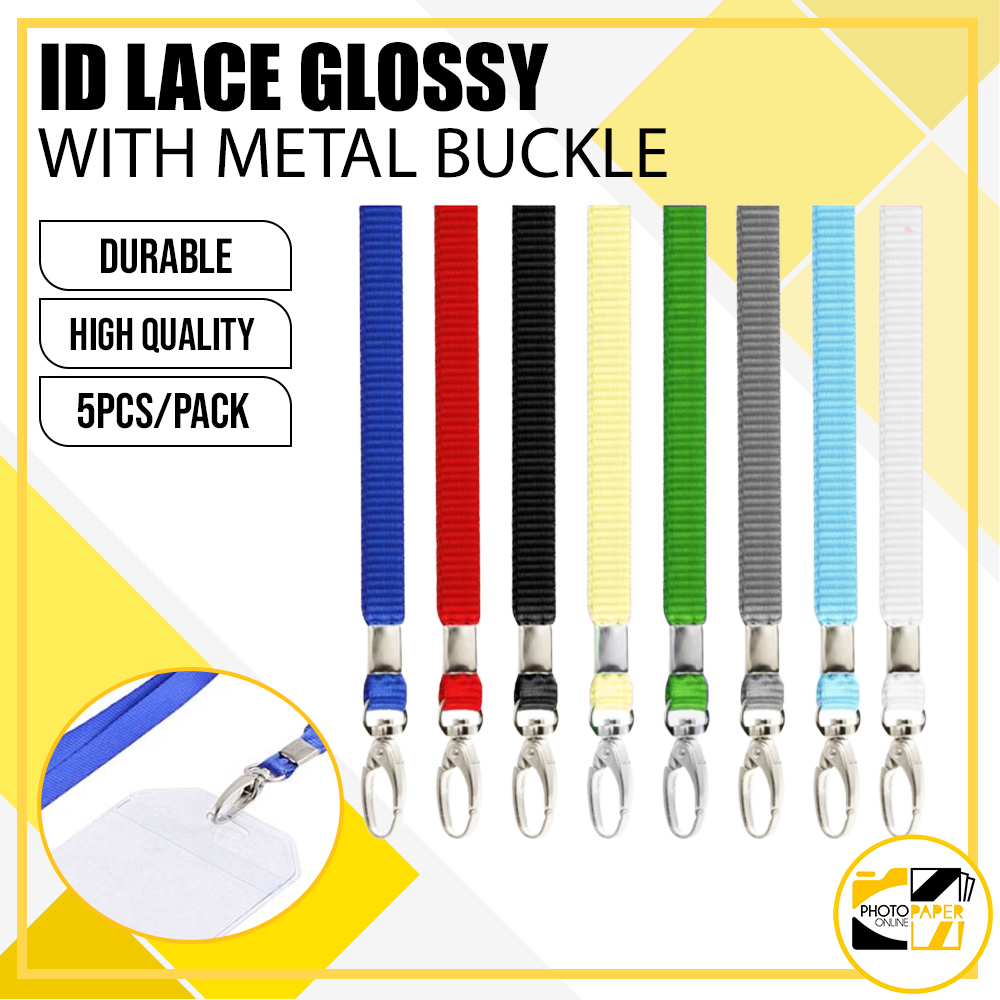 5PCS ID Lace Glossy with Metal Buckle/Glossy ID Lace J-HOOK