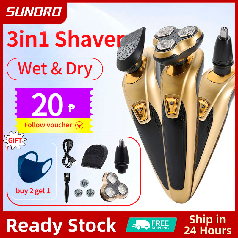 SUNORO 3 in 1 Electric Shaver nose hair trimmer waterproof razorhair