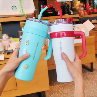 1.25L Tumblers With Handle Insulated Mugs With Lids And Straws Vacuum  Insulated Car Cup Coffee Travel Tumbler Cups