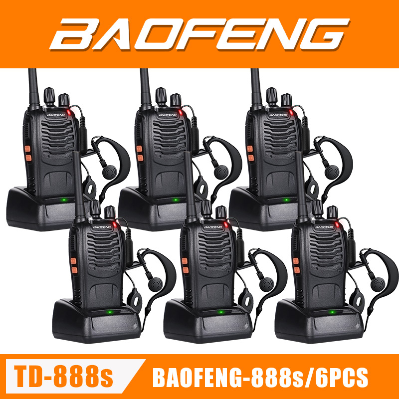 Baofeng 6PCS 888S 5W Two Way Radio Walkie Talkie Long Range 16 Channels ...