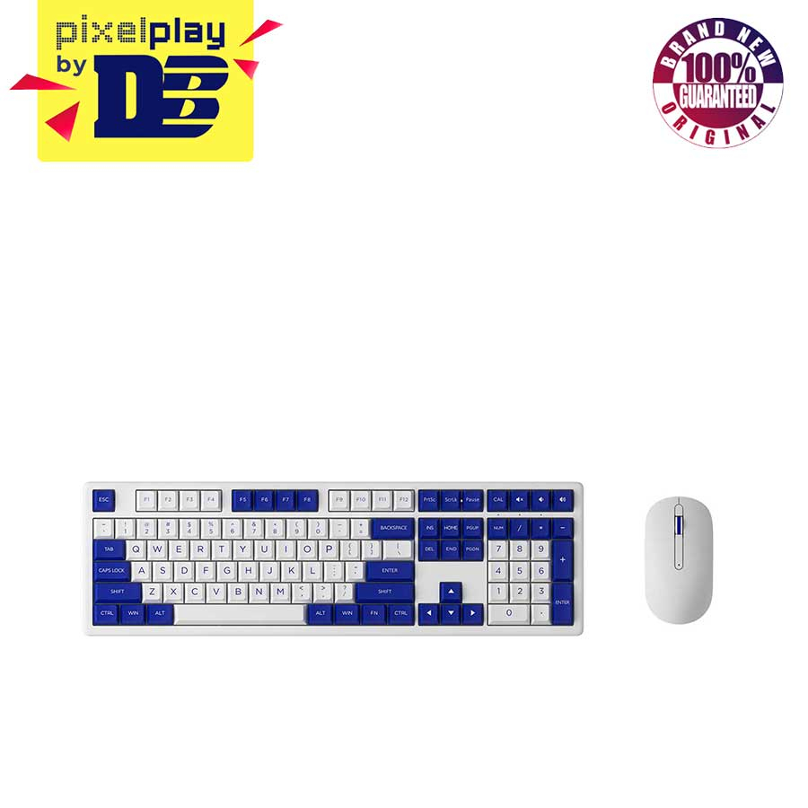 Monsgeek MX108 Business Wireless Mechanical Keyboard & Mouse Combo (Blue & White) Shopee