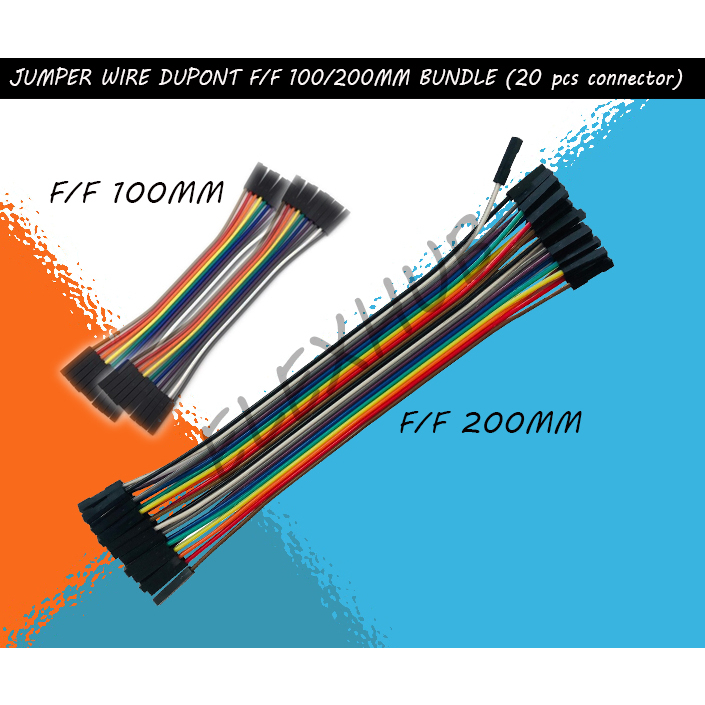 JUMPER WIRE DUPONT M/M M/F F/F 100MM 200MM 300MM BUNDLE (20 pcs ...