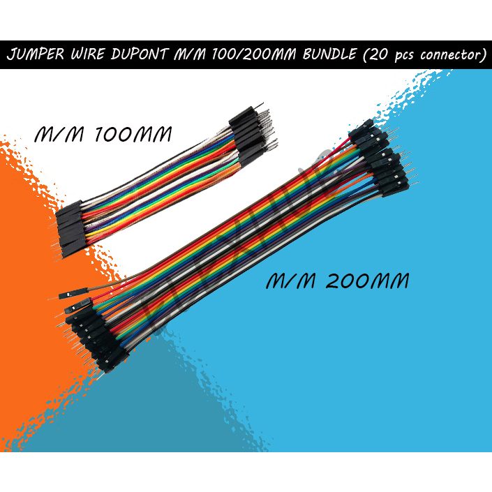 JUMPER WIRE DUPONT M/M M/F F/F 100MM 200MM 300MM BUNDLE (20 pcs ...