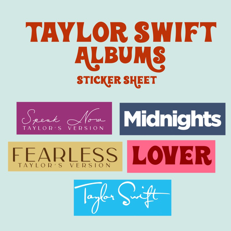 Taylor Swift Album Sticker Sheet | Kiss Cut | For Planners, Journal ...