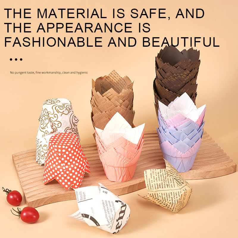 50pcs Tulip Paper Heat resisting Muffin Chocolate Cupcake Liner ...