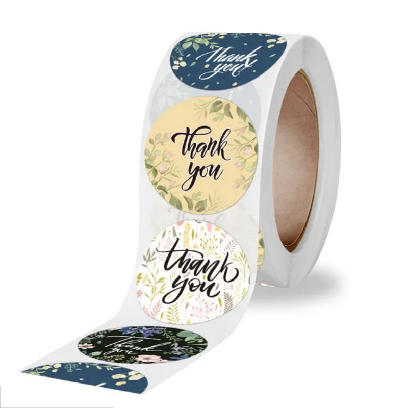 Thank You Flower Sticker Label 500pcs per 1roll Sticker for Business ...