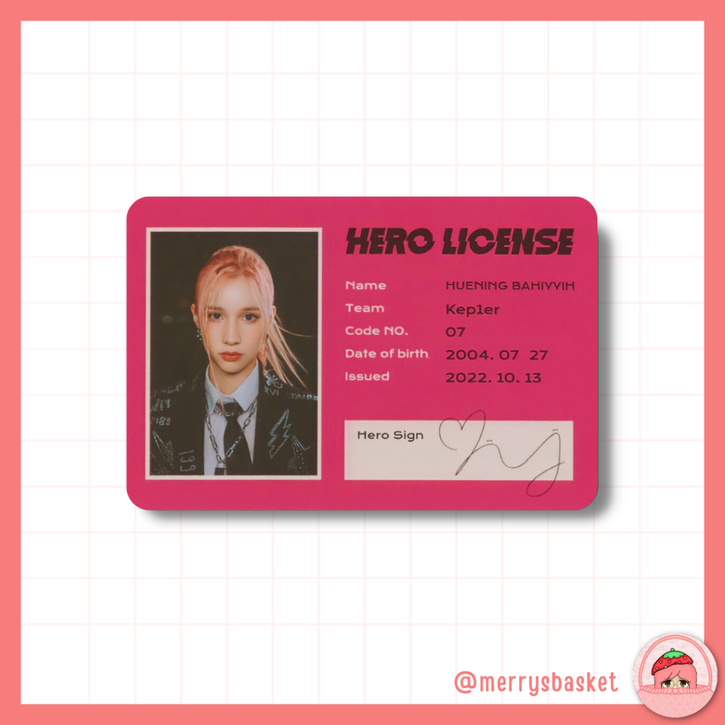 KEP1ER TROUBLESHOOTER HERO LICENSE ID CARD PC PHOTOCARD UNOFFICIAL ...