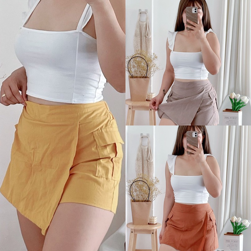 2 Pocket Cotton Linen High Waist Skort upto XL - Sexy & Trendy Palda ...