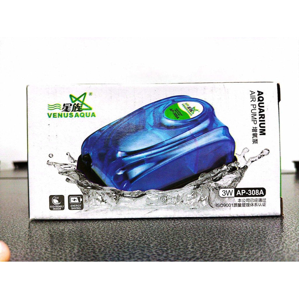 Venus Aqua Aquarium Air Pump 3 watts 5 watts Single Double AP308-A ...