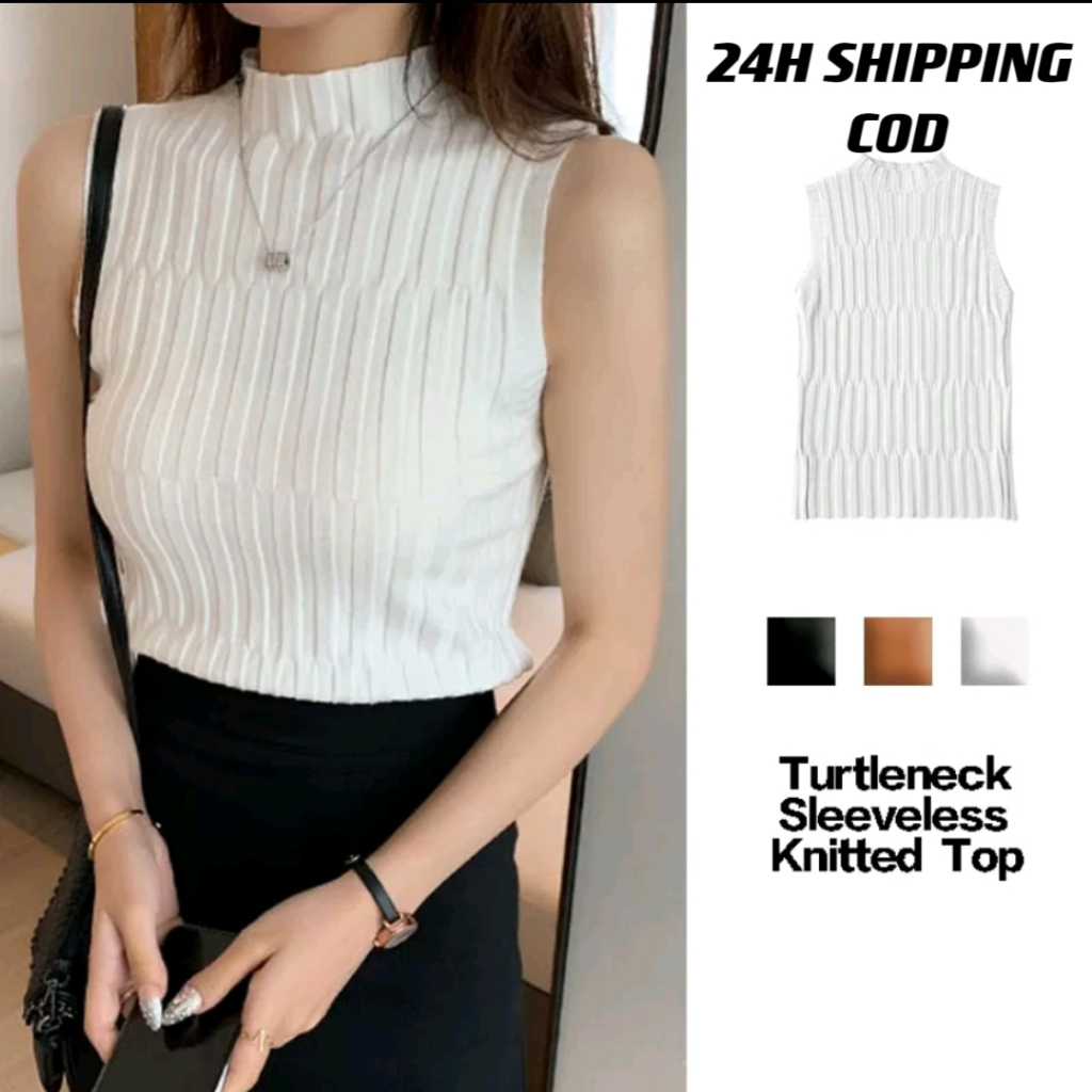 Korean Sleeveless Turtleneck blouse causal for women lady #578mall ...