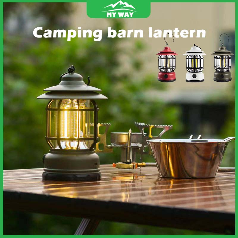 Outdoor Retro Campsite Camp Lantern Hanging Camping Light Portable LED