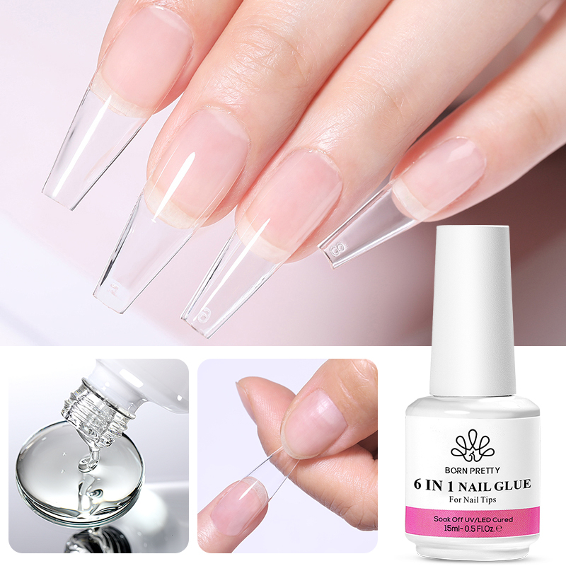 BORN PRETTY 6 In1 Nail Glue Long Lasting Gel Nail Strengthener Extension Gel Peel Off Easily