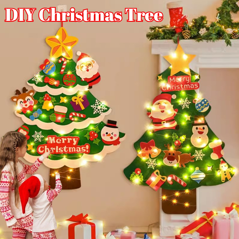 DIY Christmas Tree Wall Hanging Felt Cloth Xmas Tree Creative 32PCS