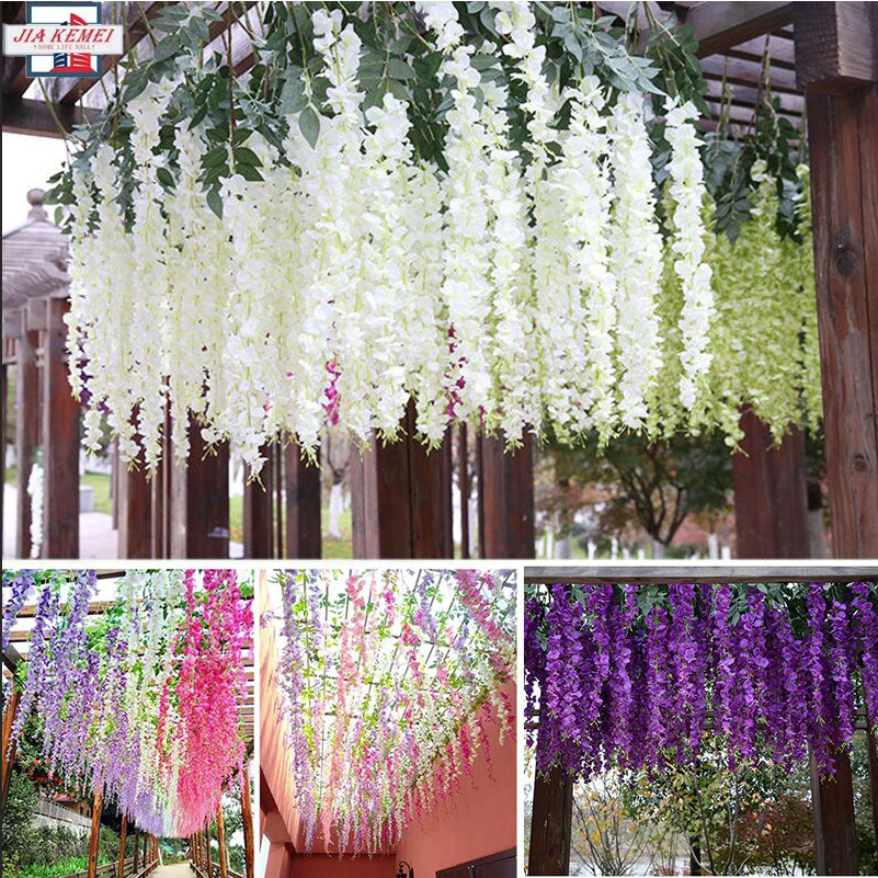 110cm/Piece Artificial Fake Wisteria Vine Ratta Hanging Garland Silk