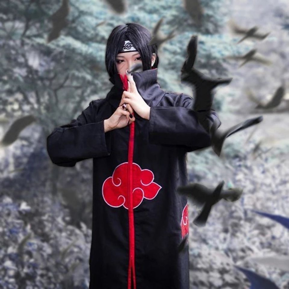 Naruto Costume Akatsuki Cloak Cosplay Sasuke Uchiha Cape Cosplay