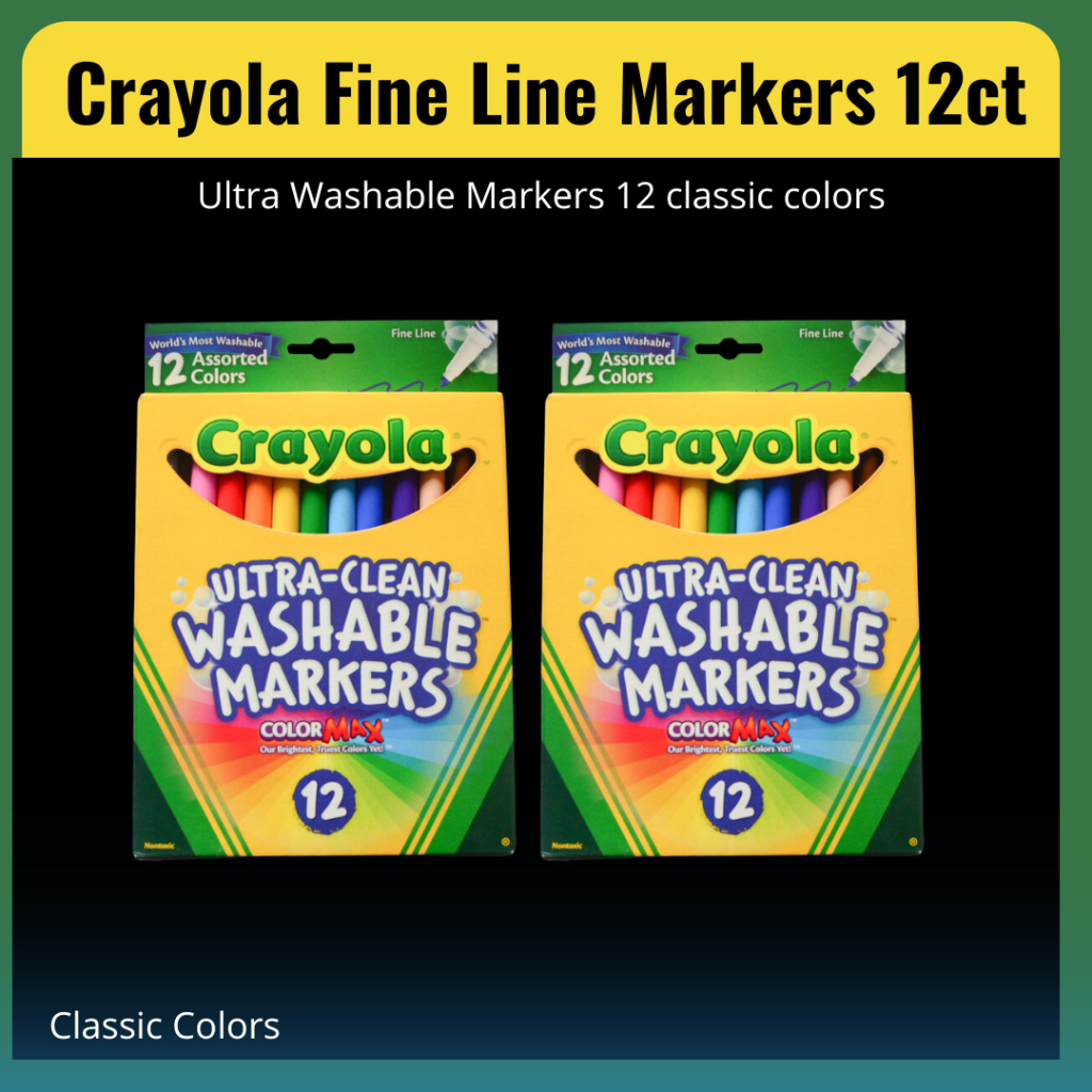 Crayola Ultra Washable Markers 12s Fine Line ( Safe and Non Toxic