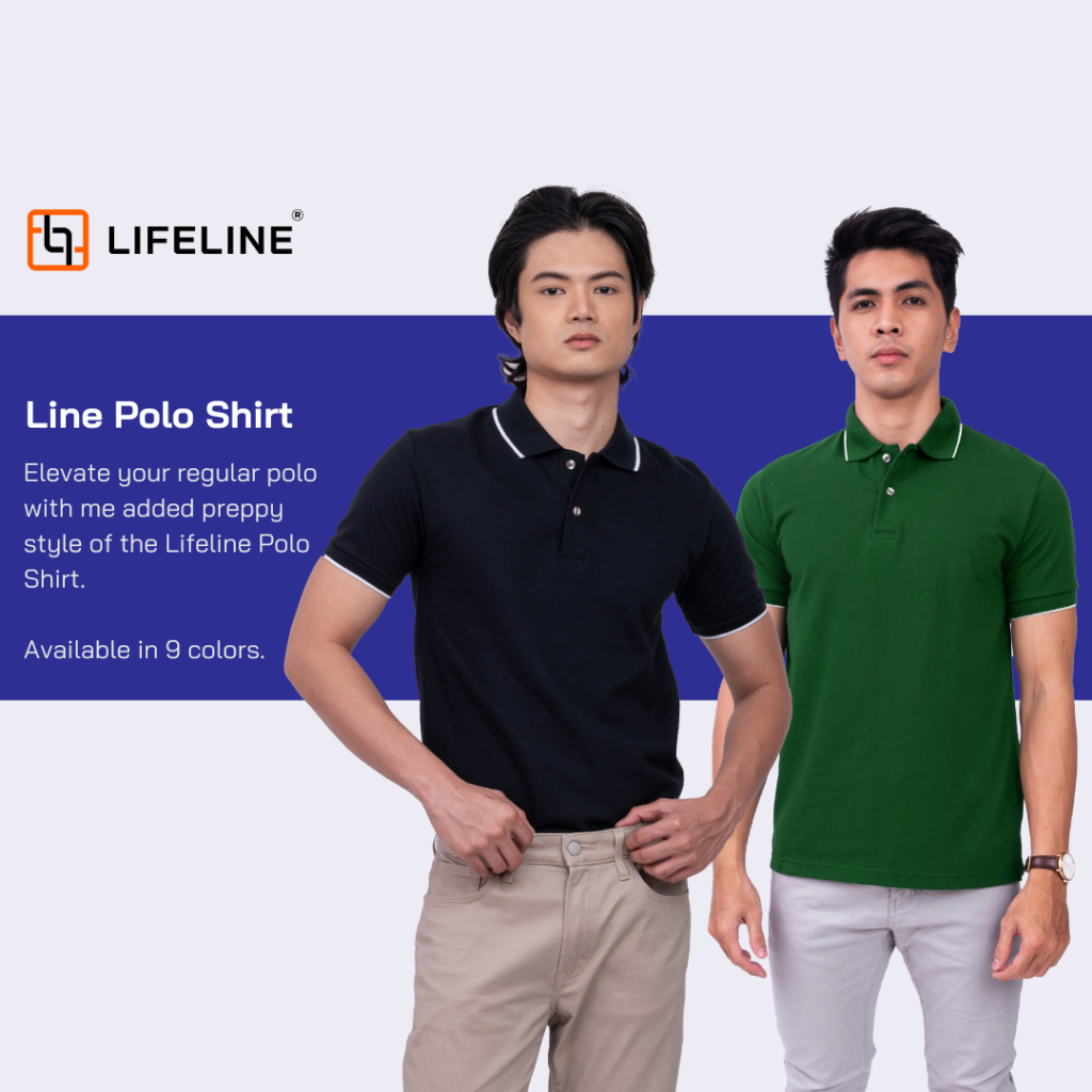 Lifeline Line Polo Shirt (White | Black | Gold Yellow | Emerald Green ...