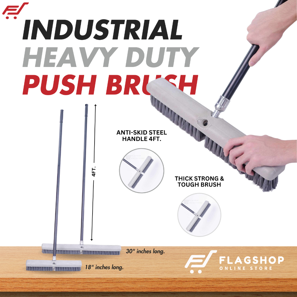 Industrial Floor Push Brush Heavy Duty Long Handle Push broom SIZE 18