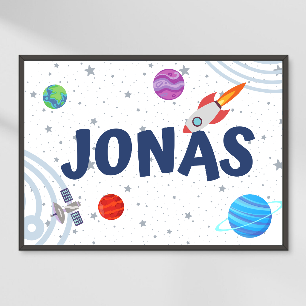 A4 nursery room playroom custom name wall art pastel name play room