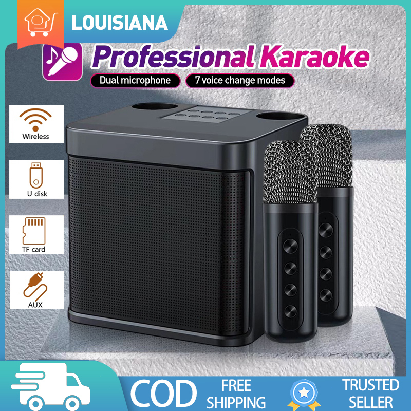 3D Stereo Amplifier Speaker Wireless Bluetooth Dual Microphone Karaoke ...