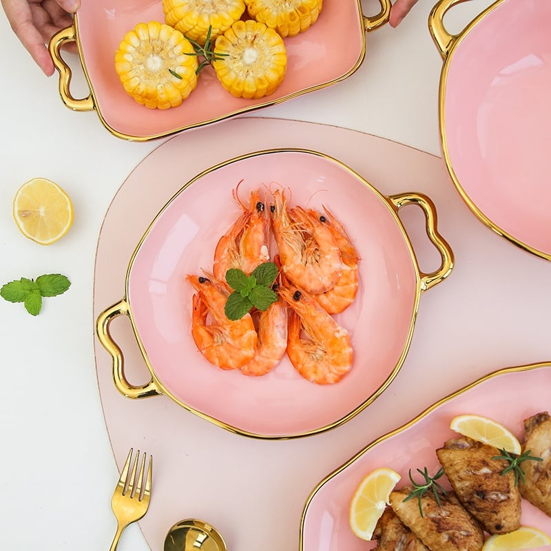 Nordic Ceramic Dish Plate With Dual Handle 10 Inches | Shopee Philippines