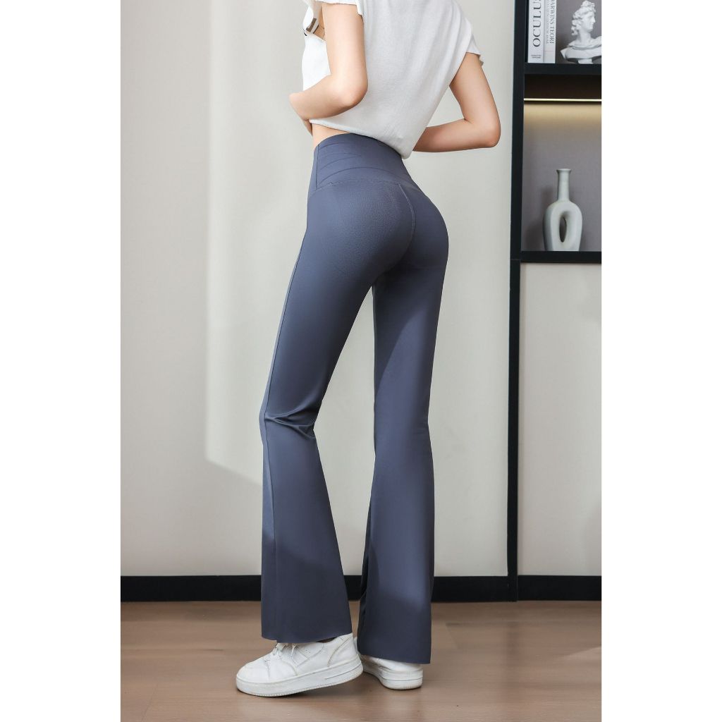 Women's Naked-feel High Waist Peach-hip Butt-lifting Tight Yoga Pants With  Flared Bottoms For Summer