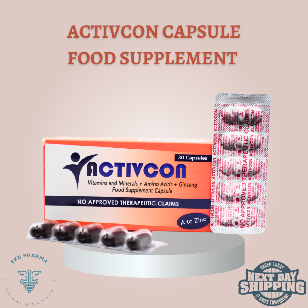 Activcon Capsule A to Zinc Vitamins & Minerals + Amino acids + Ginseng l 30 Caps l Exp Date 11/