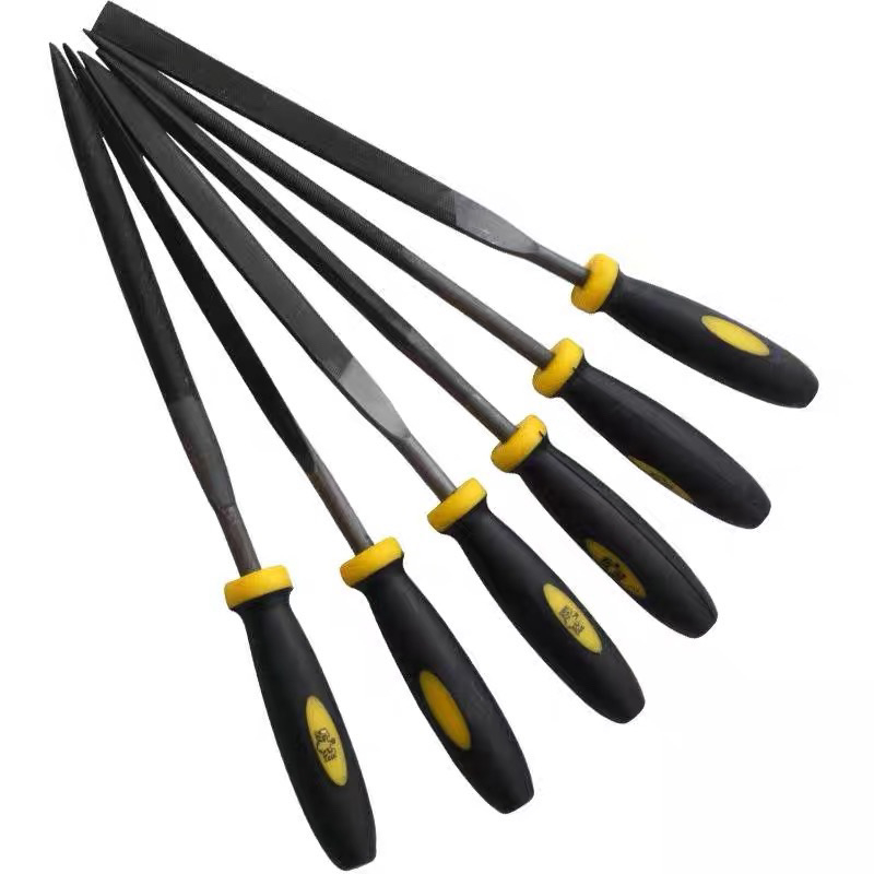 A1 6pcs Half Round/ Flat/Round/ Triangle Steel File Rubber Handle Danmi ...