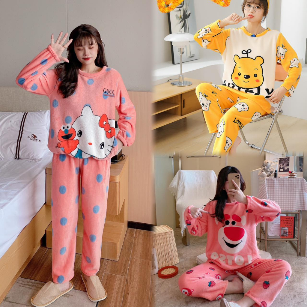 Terno pajama gamosa/franella longsleeve sleepwear