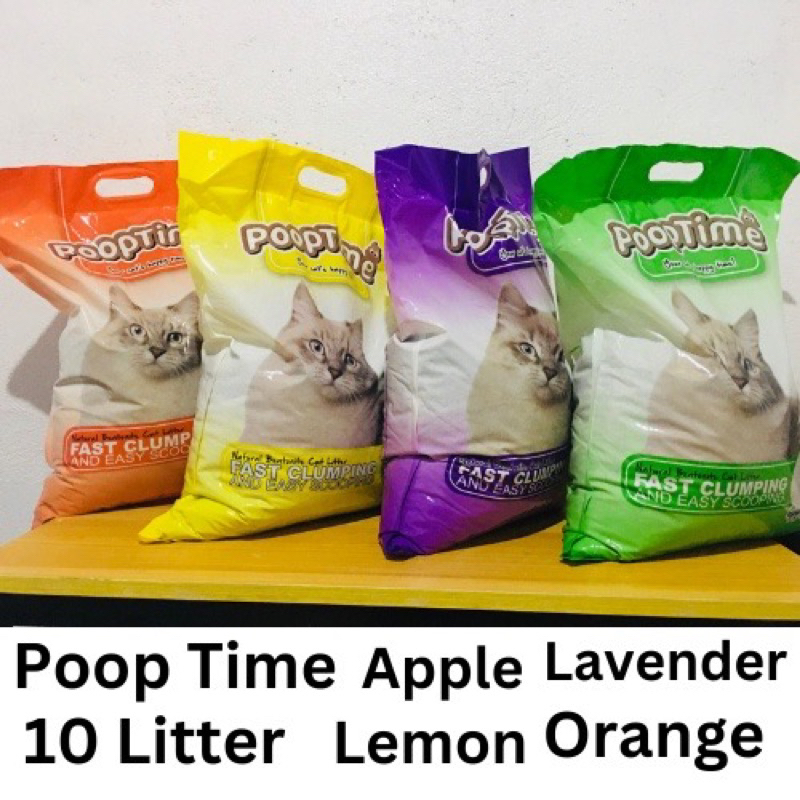 Poop Time Bentonite Cat Litter- 10 L 8kgs Baby Powder Orange Lemon ...