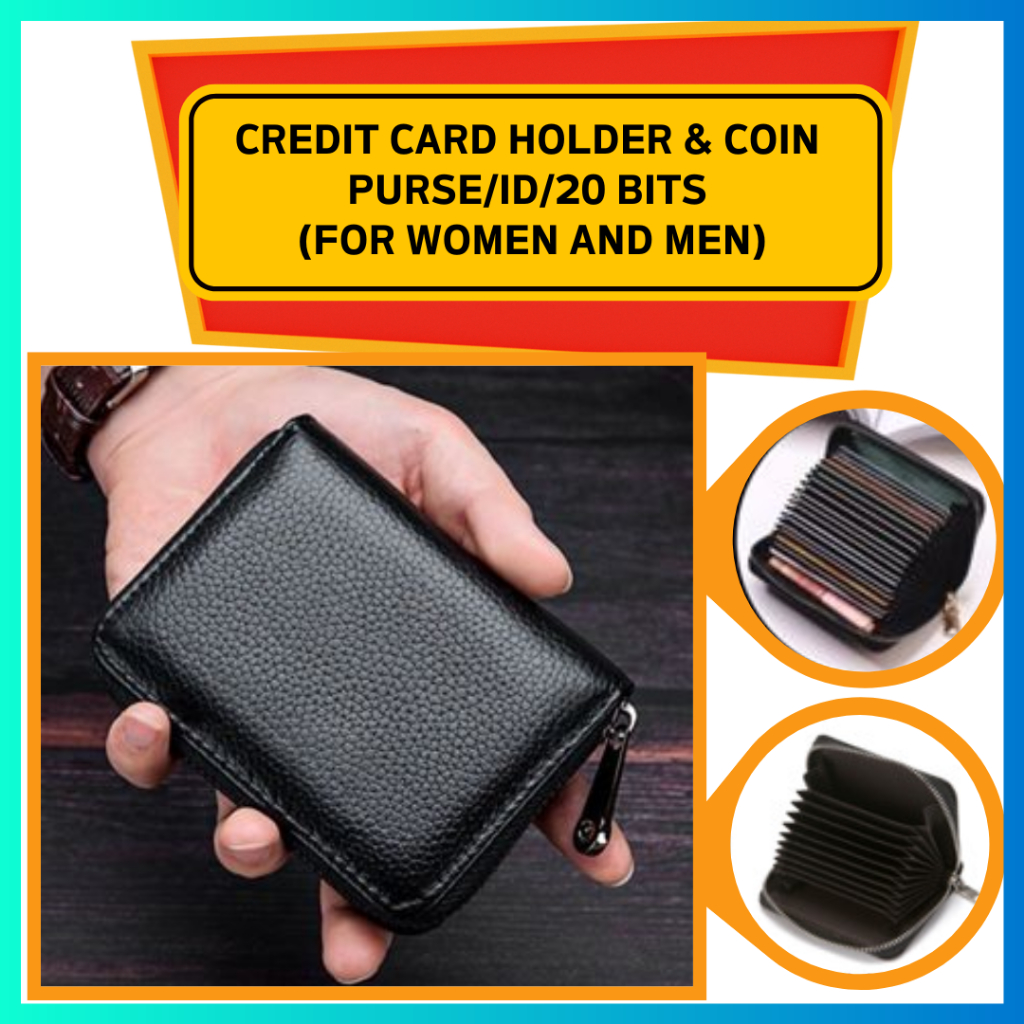 DSS Pocket Size Leather Wallet Business Credit Card Holder Coin Purse ID 20 Bits for Women Men Shopee Philippines