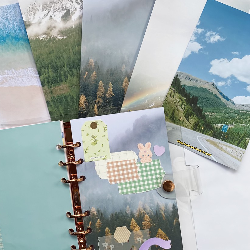 6/ 20/ 26 holes clouds and nature themed lucalab inspired binder