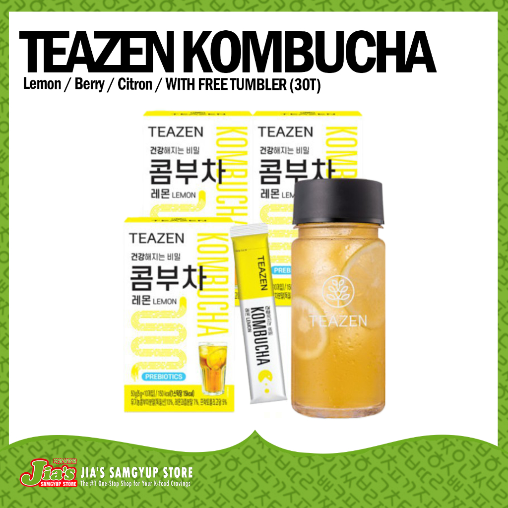 TEAZEN KOMBUCHA (10T) Lemon / Berry / Citron / WITH FREE TUMBLER (30T ...