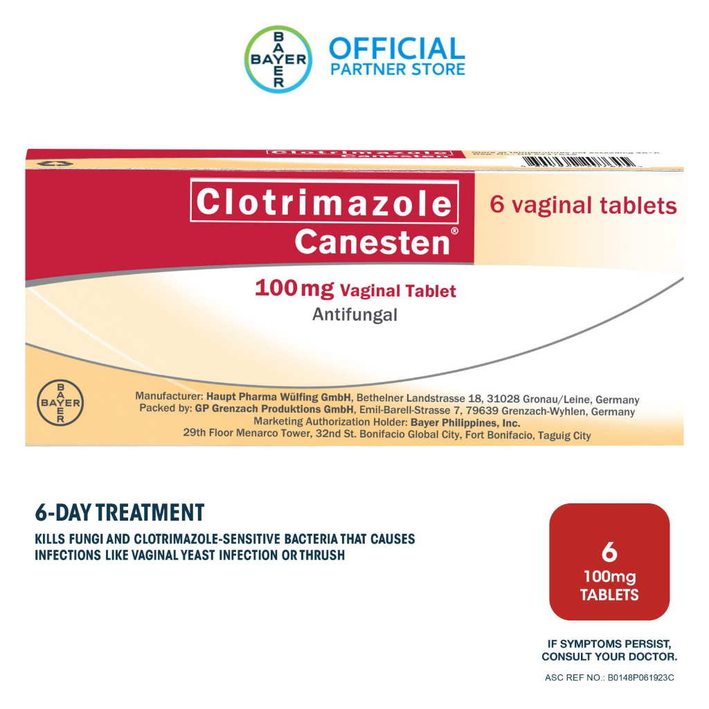 Canesten Clotrimazole 100mg Vaginal Tablet 6-day Treatment For Vaginal 