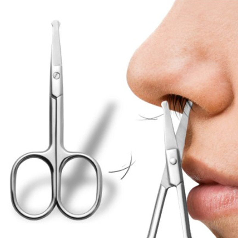 Stainless steel scissors beauty tools round nose hair trimmer eyebrow ...