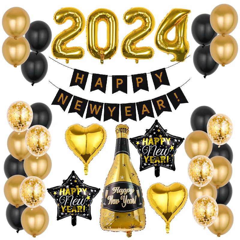 2024 Happy New Year Banner Balloon Decoration Theme Party Decor ...