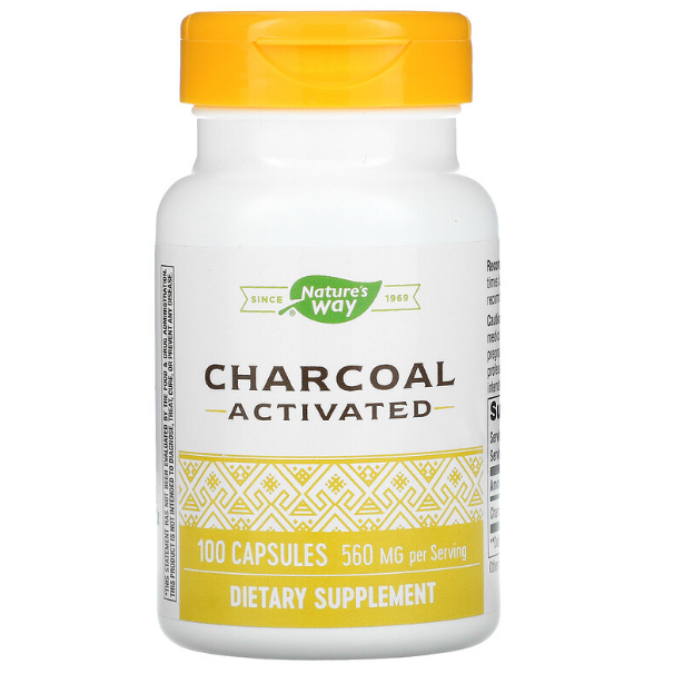 Natures Way Charcoal Activated 560mg 100 Capsules for Diarrhea Oral