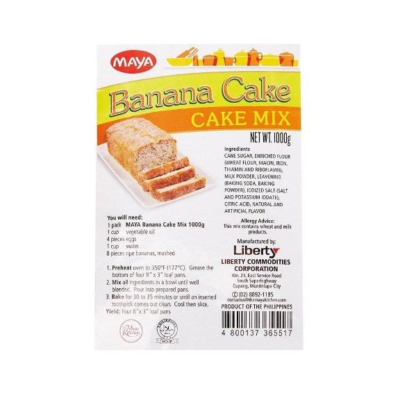 Maya Oven Toaster Banana Cake Mix 1kg Shopee Philippines