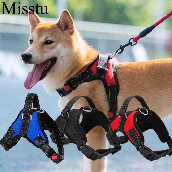 Dog Harness With Leash Collar Pet Dog Harness Reflective Breathable For