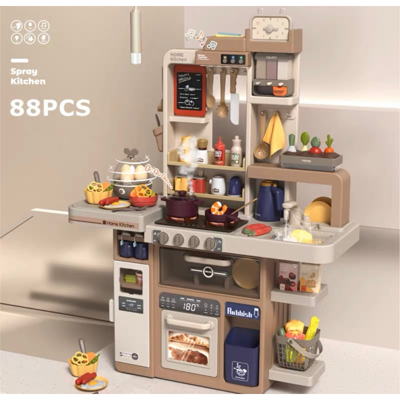 Spray Kitchen Big Size kitchen set Deluxe Edition Pretend play toys Cooking  set Lights Sounds Large