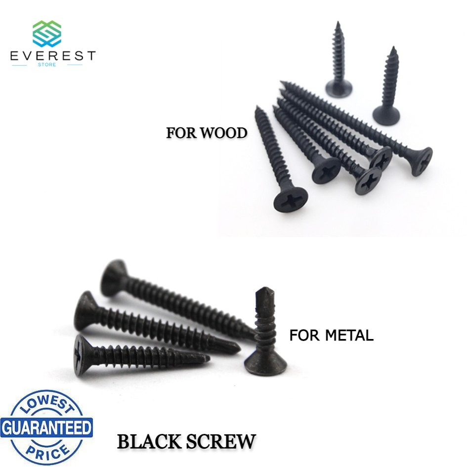 (Per/Box) Black Screw / Gypsum Screw For metal and Wood 1'',11/4'',11/2