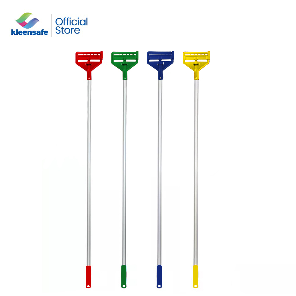 Kleensafe 140cm Heavy Duty Aluminum Colored Mop Handle Fits All Heads Cleaning Mops Side Lock