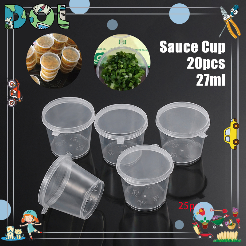 1oz Disposable Sauce Cups Round Plastic Disposable Container with Lid ...