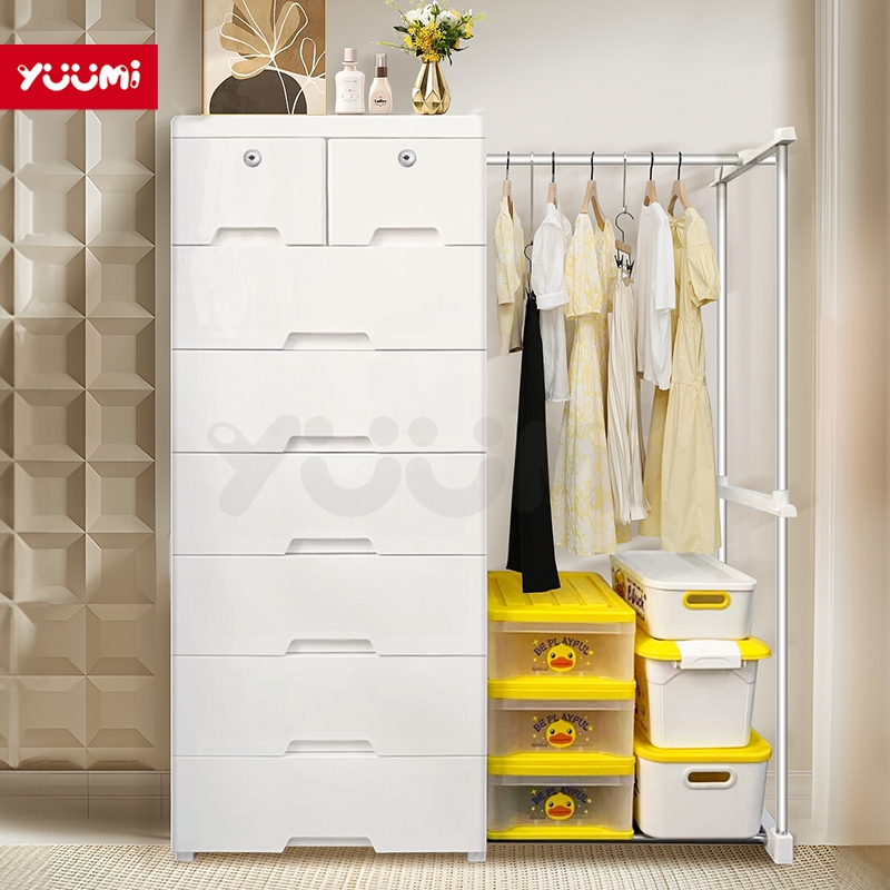 YUUMI New Plastic durabox drawer with Hanger Rack wardrobe cabinet for ...