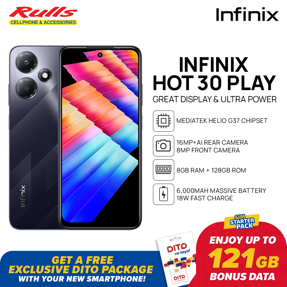 Infinix Hot 30 Play Smartphone | 8GB RAM+128GB ROM | MediaTek Helio G37 ...